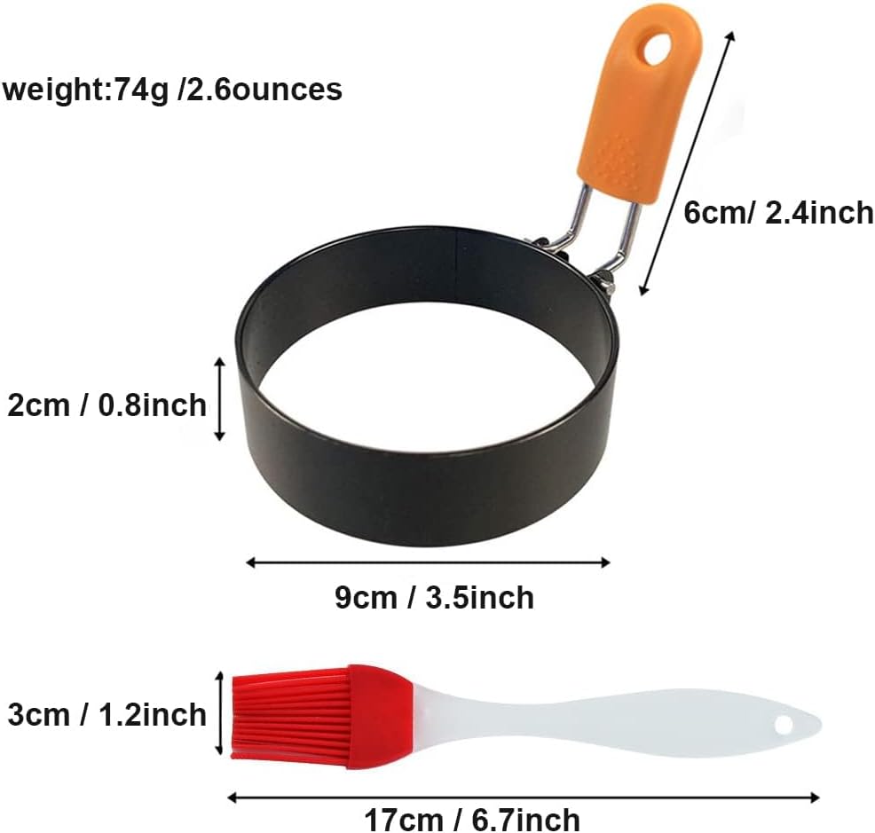3.5 inch Egg Rings for Frying Eggs,4 Pack Non-Stick Egg Patty Maker, Pancake Mold for Indoor Camping Breakfast Sandwiches Egg Mcmuffins (4 pack, 3.5inch)