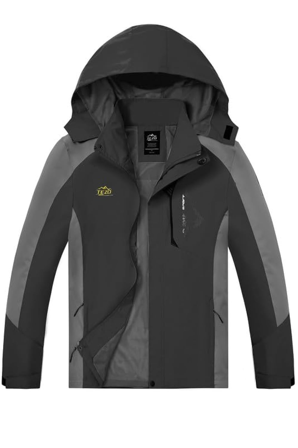 TEZO Mens Rain Jacket Waterproof with Hooded Hiking Coat Lightweight Windbreaker