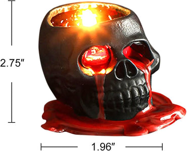 Halloween Candles, Bleeding Skull Candles 2.5 inch (Black & White) Skeleton Decorations Candle, Dripping Blood Gothic Halloween Decor for Spooky Party Table
