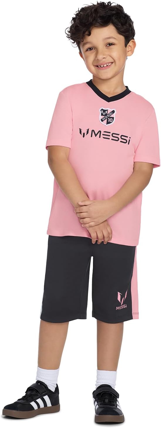 Boys' Lifestyle Short Sleeve Top, Loose-fit V-Neck Shirt with Logo, Comfortable