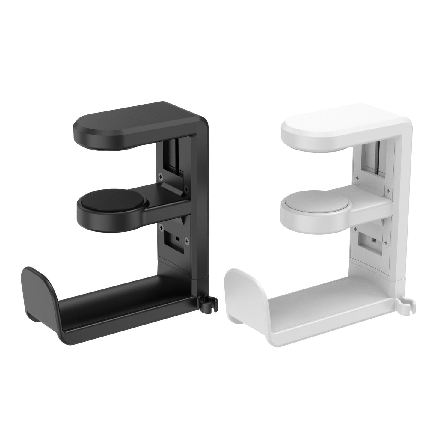 EURPMASK Rotating Headphone Stand - PC Gaming Headset Holder, Adjustable Clamp-on Under Desk Hanger With 360 Degree Swivel & Cable Clip Organizer - Black