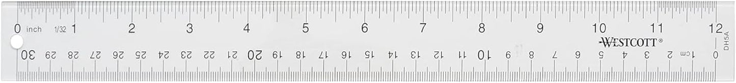 Westcott 10562 Acrylic Clear Ruler, 12 in