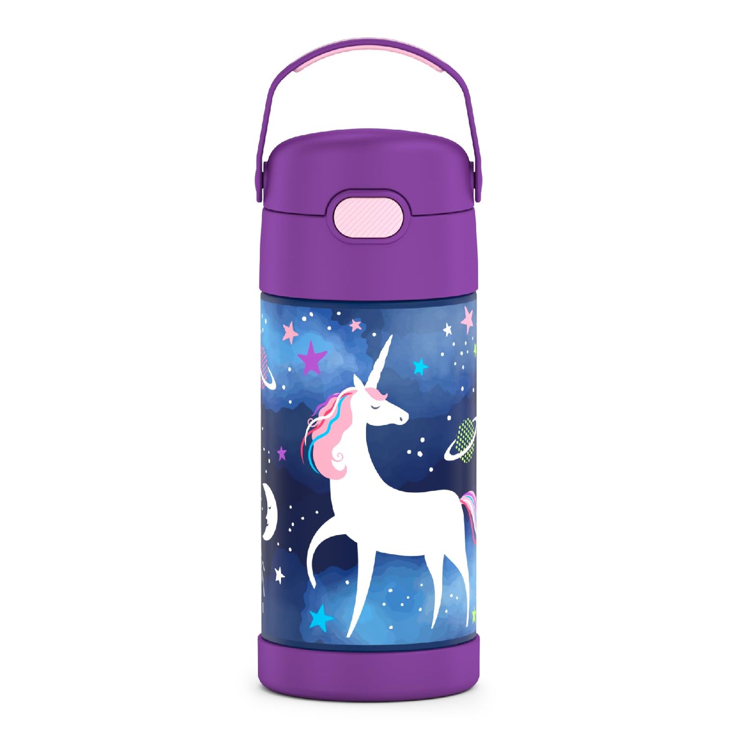 THERMOS FUNTAINER Water Bottle with Straw - 12 Ounce - Kids Stainless Steel Vacuum Insulated Water Bottle with Lid, Mod Flowers