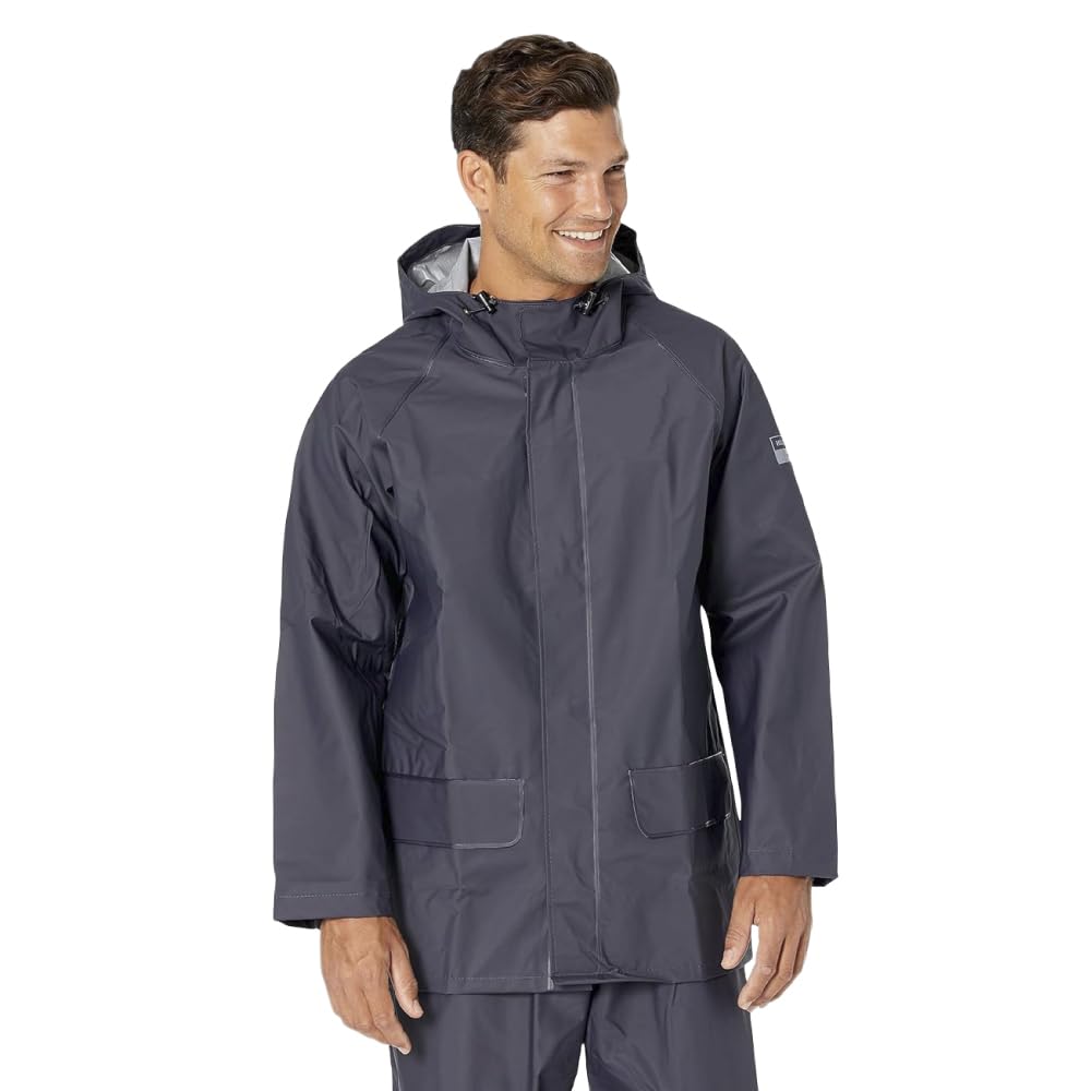 Helly-Hansen Workwear Mandal Adjustable Waterproof Jackets for Men - Heavy Duty Comfortable PVC-Coated Protective Rain Coat