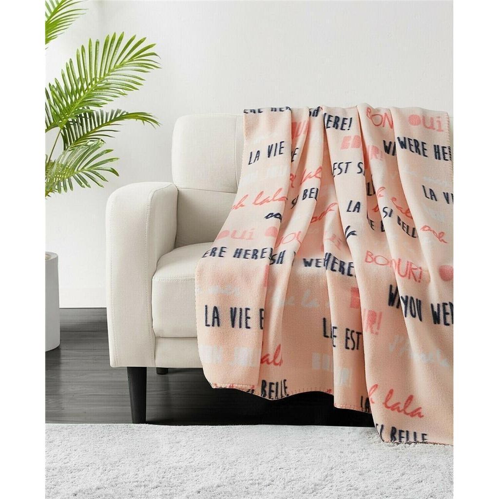 Infinity Home Fleece Throw Blanket Lightweight, Pink Paris, 50 _ 60