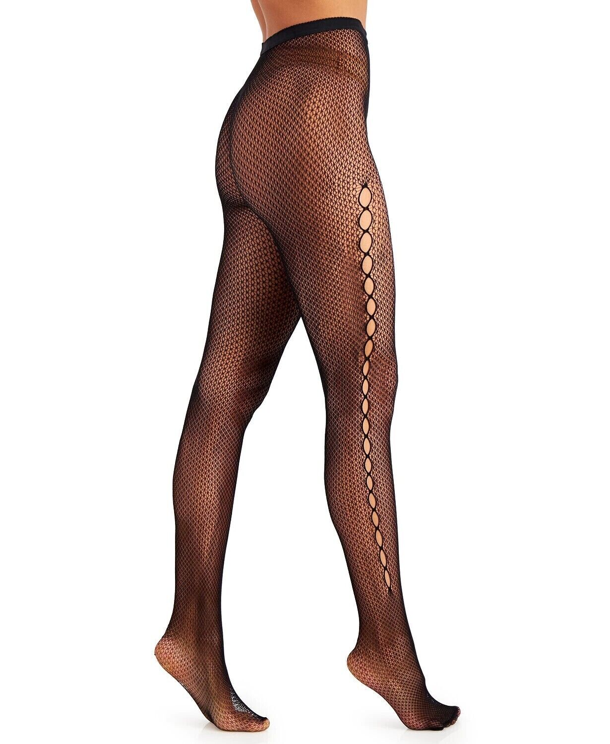 INC International Concepts Women's Cut Out Fishnet Tights, BLACK, XS/S