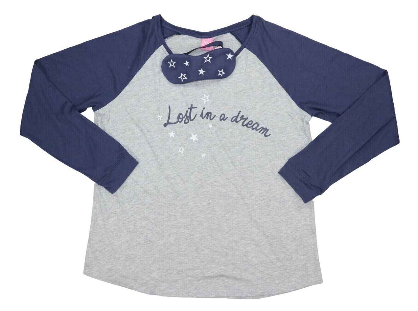Jenni Jennifer Moore Lost in a Dream Pajama Top & Eyemask Set, Grey/Navy, XXL