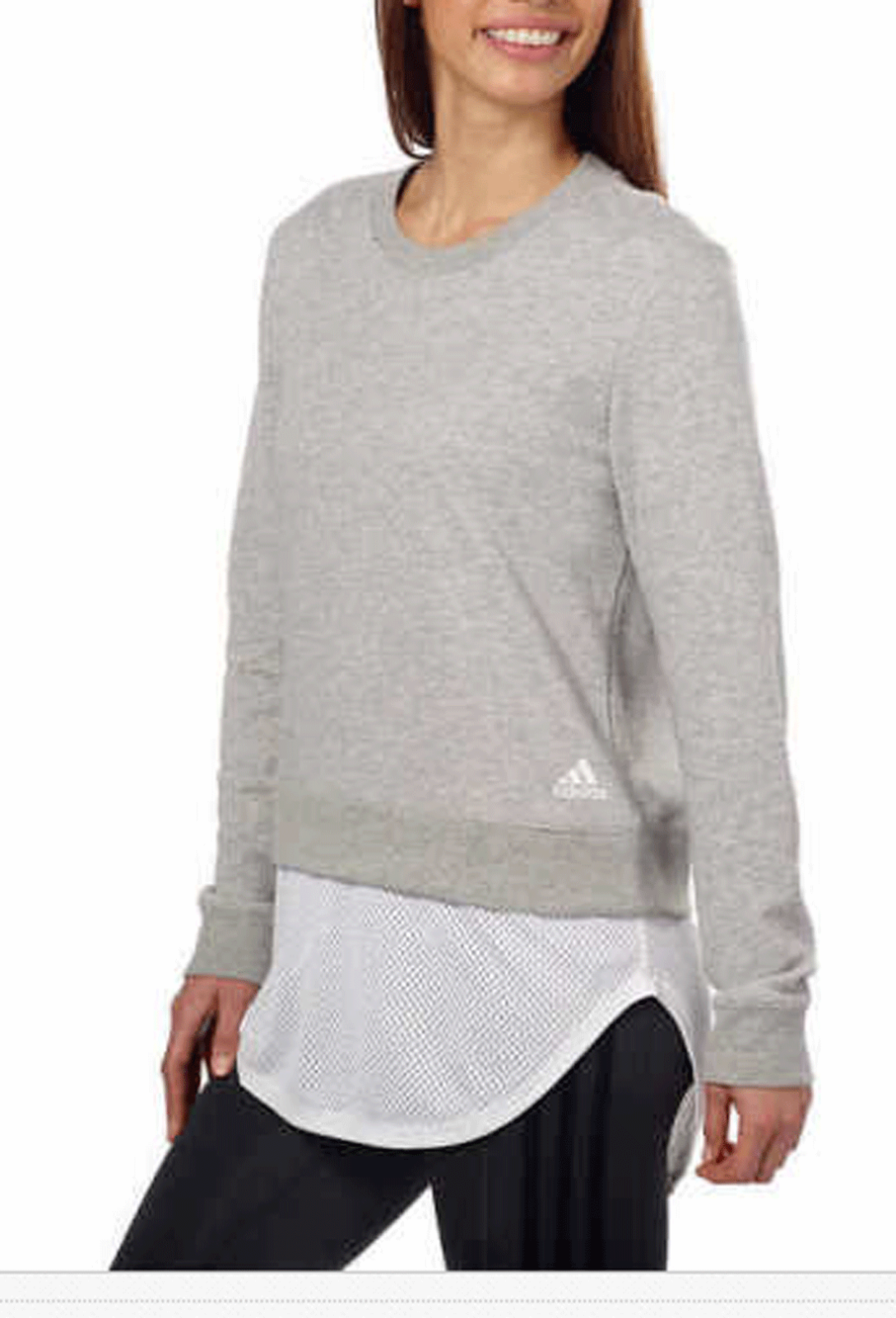 adidas Women's Athletics Dual Layer Sweatshirt, Medium Grey Heather, L
