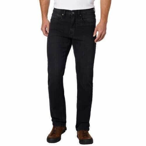 URBAN STAR Men's Stretch Relaxed Fit Straight Leg Jeans, BLACK, 36 X 32