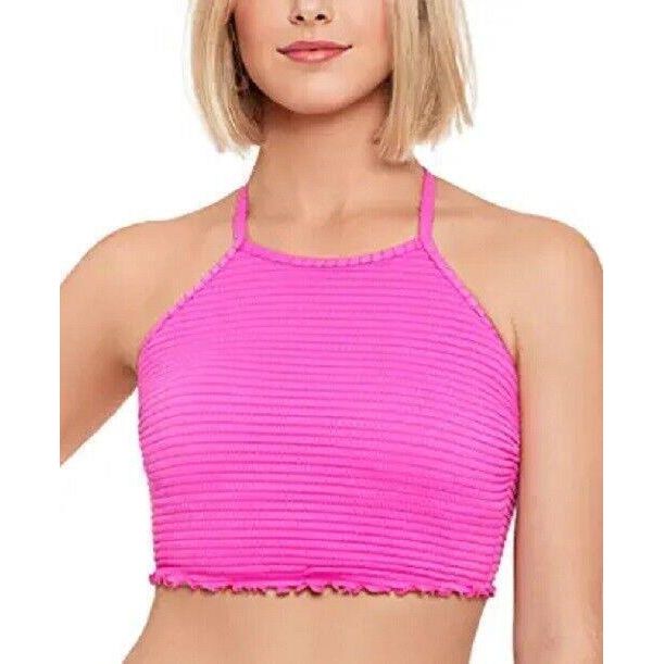 Salt + Cove Womens Textured Smocked Bikini Top, AZALEA PINK, L