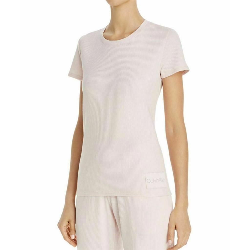 Calvin Klein Ribbed Short-Sleeve Crew Tee, PINK, S