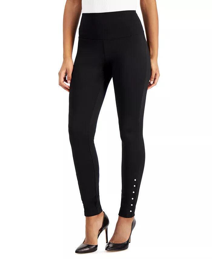 INC Ladies Pearl Edge Accent High Waist Ponte Knit Leggings, DEEP BLACK, M