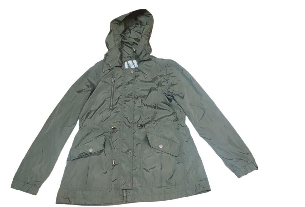 Authentic MARALYN & ME Womens Rain Anorak W/ Patch Pocket, Olive, M MSRP: $79.5