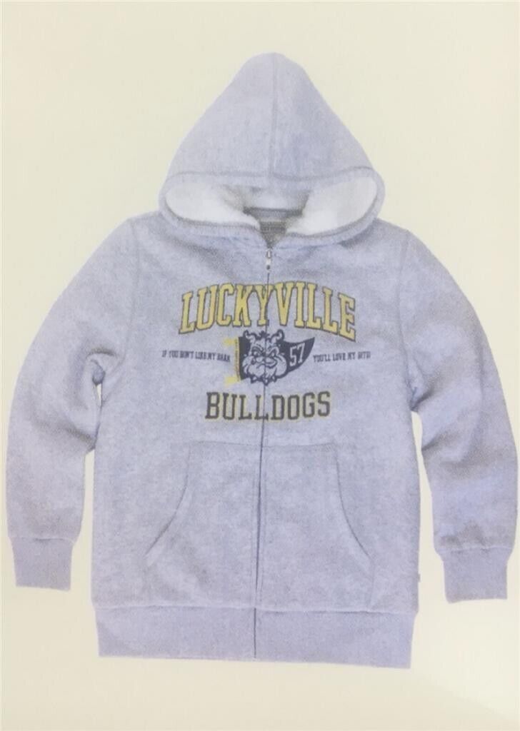 Lucky Brand Boys' Sherpa Lined Full Zip Graphic Hoodie, GREY HEATHER, M(10/12)