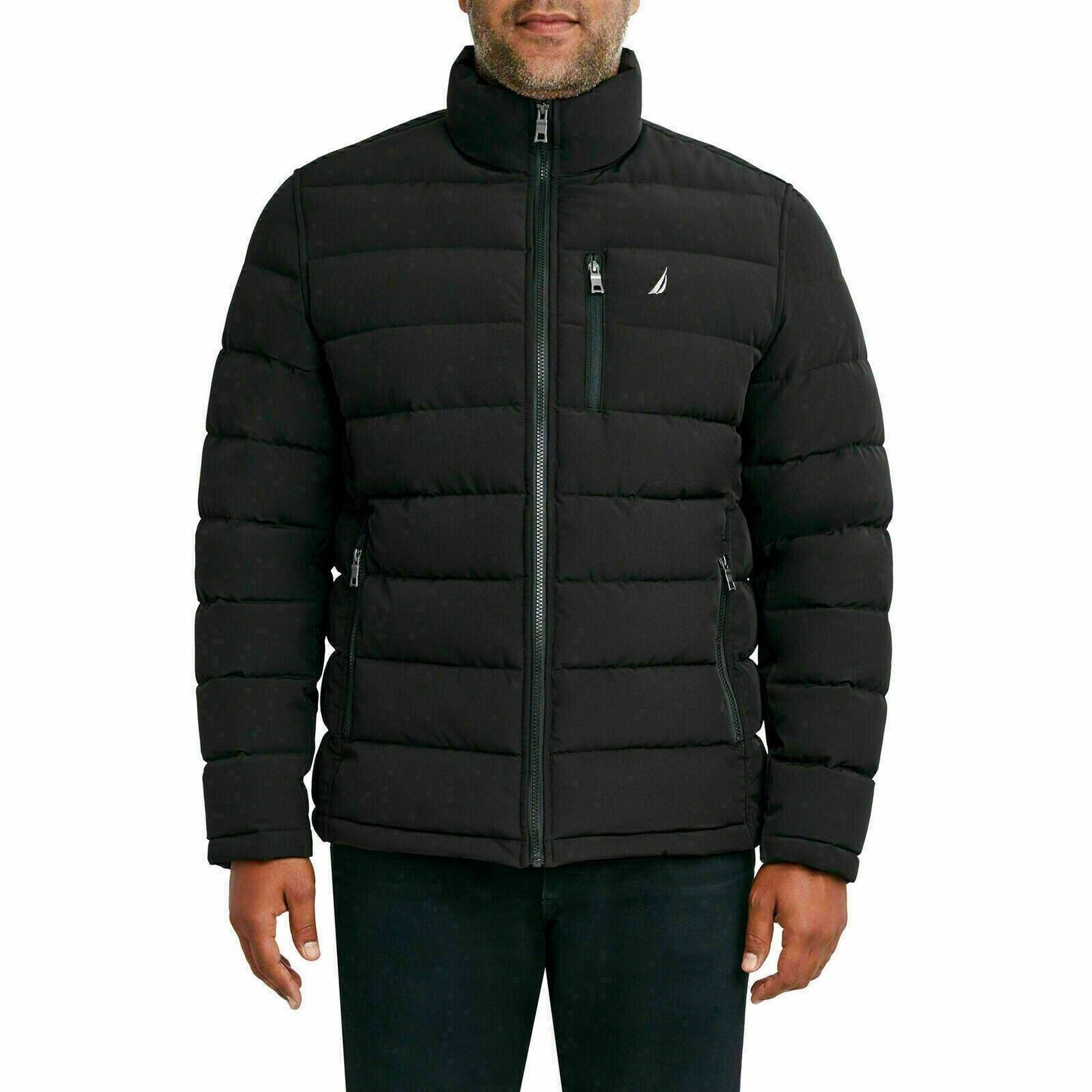 Nautica Men's Quilted Stretch Puffer Jacket, BLACK, S