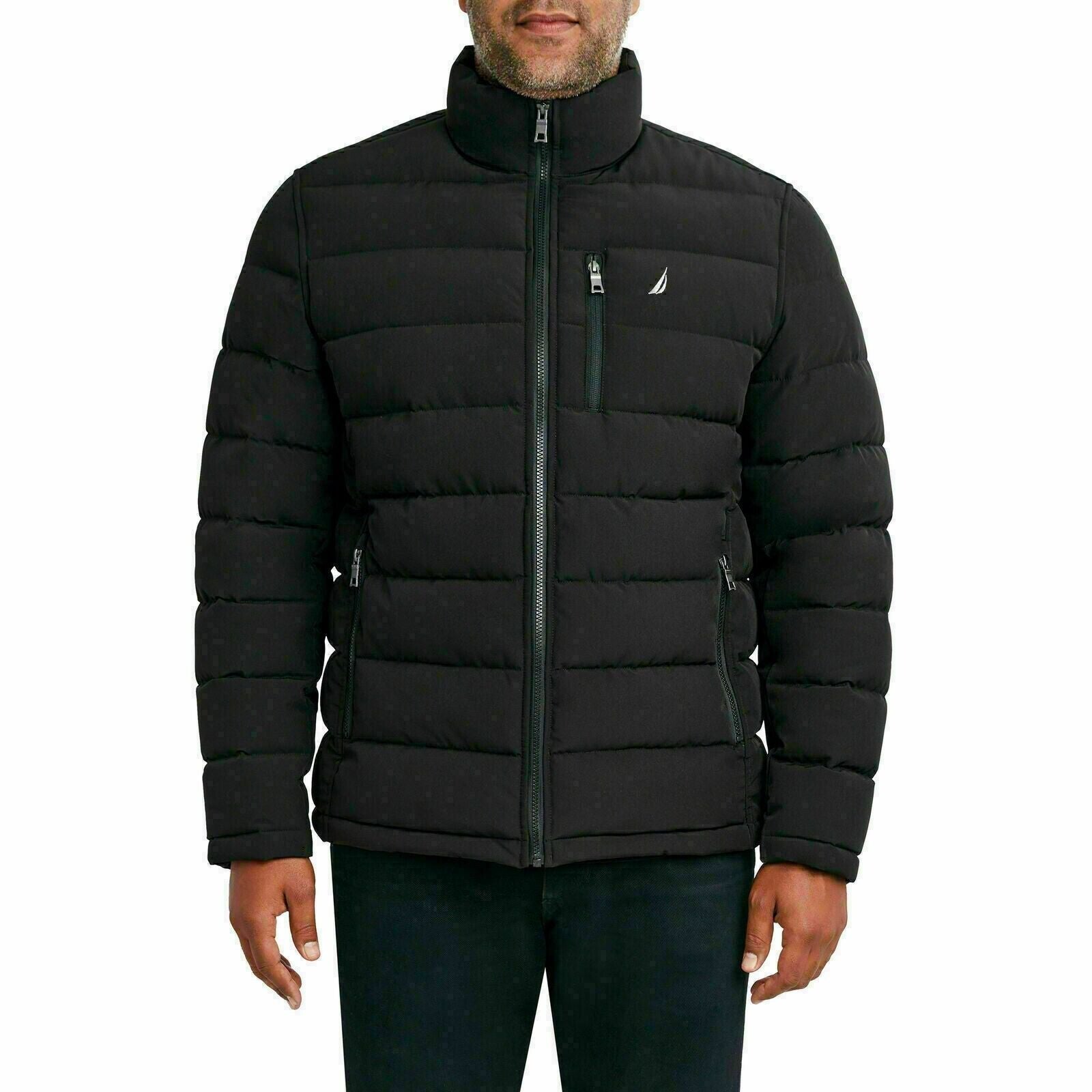 Nautica Men's Quilted Stretch Puffer Jacket, BLACK, S