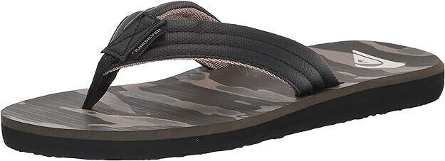 Quiksilver Men's Carver Print Flip Flop Sandal, Black/Green/Brown, 8