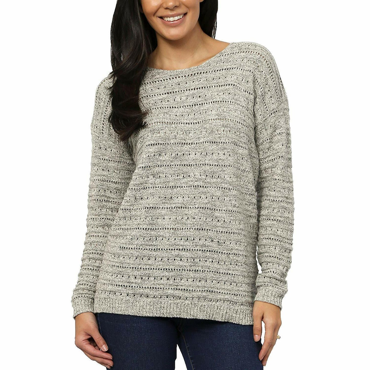 Leo & Nicole Ladies' Pointelle Sweater, OPUS GREY, L