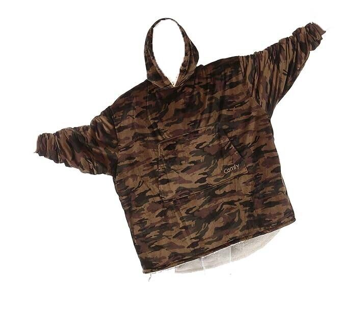 Oversized Microfiber Sherpa Wearable Blanket, GREEN CAMO, One Size