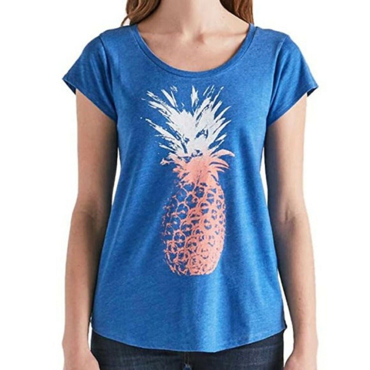Lucky Brand Ladies' Short Sleeve Graphic Tee, BLUE PINAPPLE, Medium