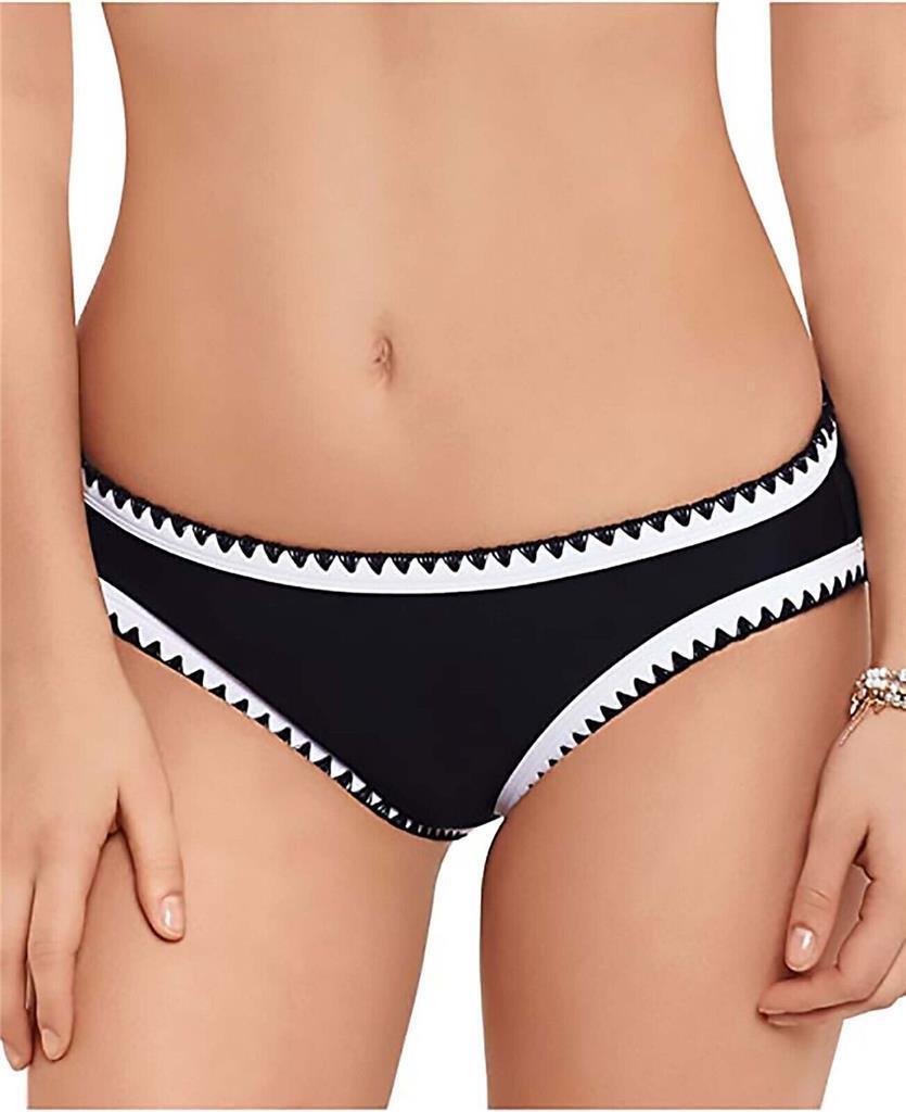 SALT + COVE Color Block Stretch Stitched Crochet Hipster Swimsuit Bottom, BLK, S