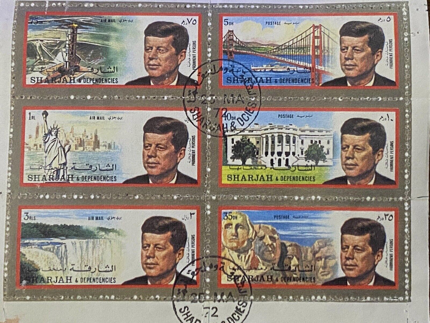 Sharjah UAE Stamps Collection Prominent Persons Kennedy Set of 6