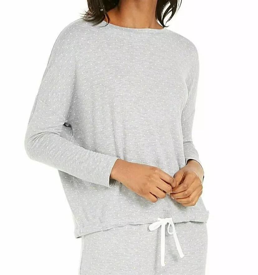 Alfani Women's Okeo-Tex Tie-Waist Sleep Top, Scatter Dot (Grey), XS