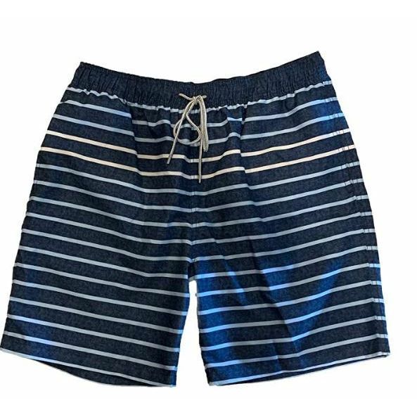 Kirkland Signature Men's Elastic Waistband Swim Short (Blue Varsity Stripe, L)