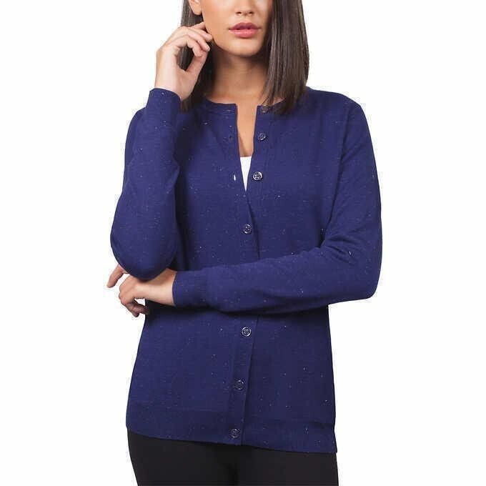 Nicole Miller Ladies' Metallic Yarn Cardigan, COBALT, L