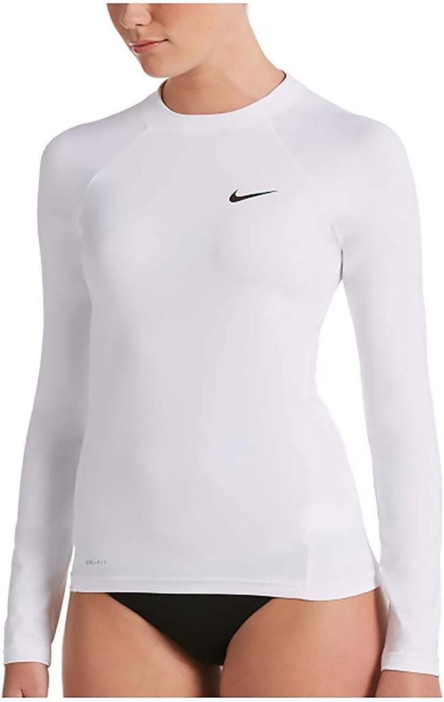 Nike Swim Women's Essential Long Sleeve Hydro Rash Guard, WHITE, L