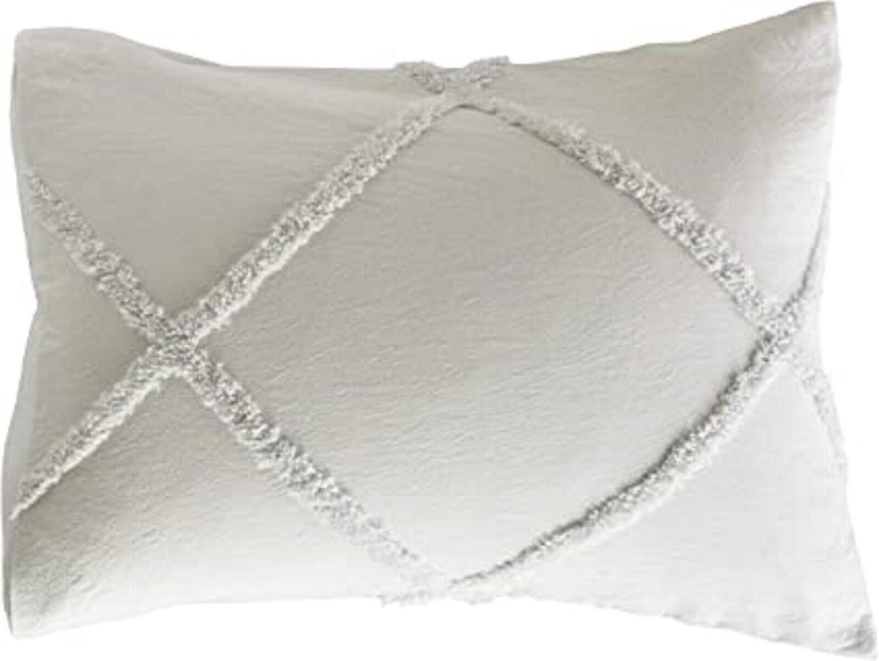 Peri Home Chenille Lattice King Pillow Sham in Grey