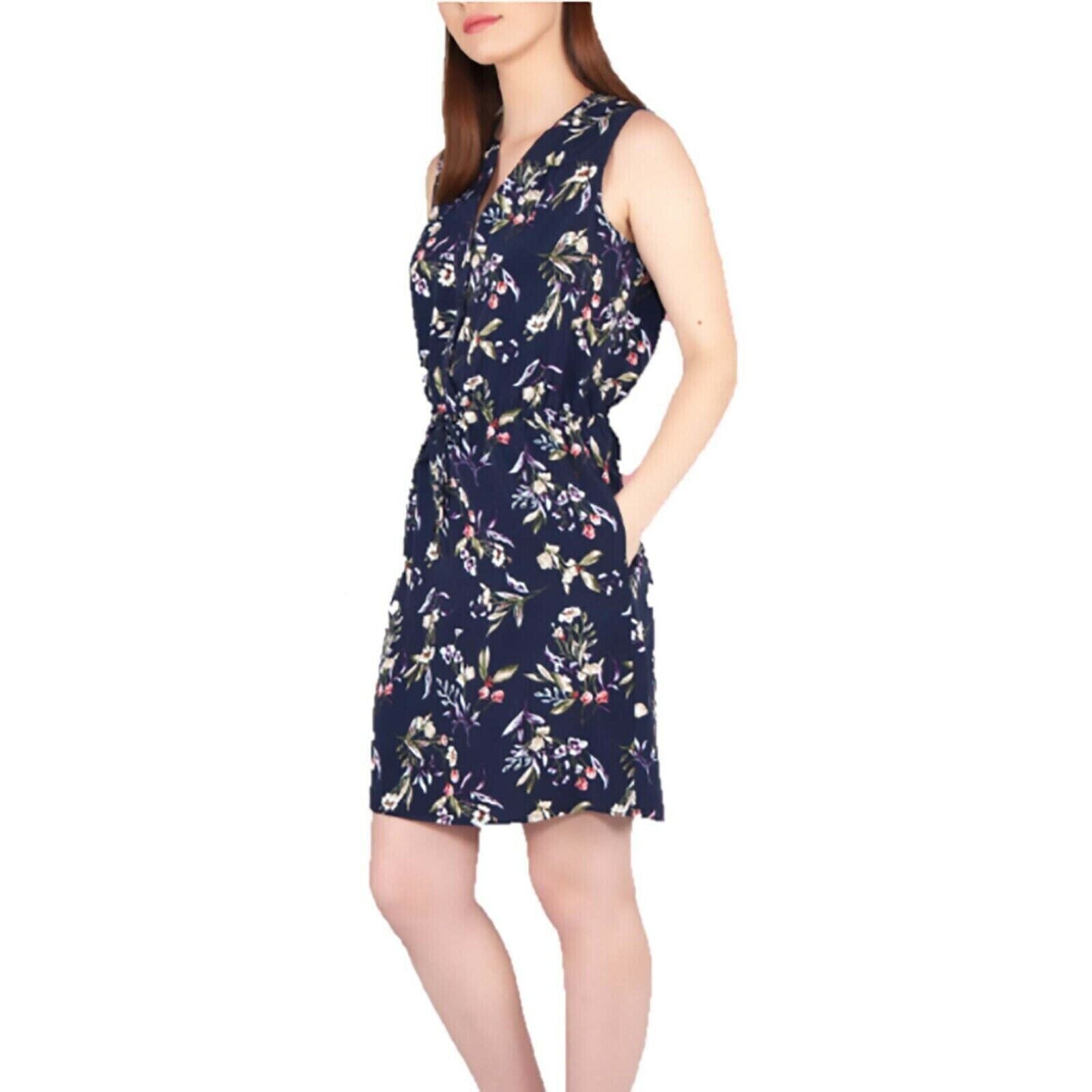 Nicole Miller Sleeveless Floral Summer Dress NAVY, L