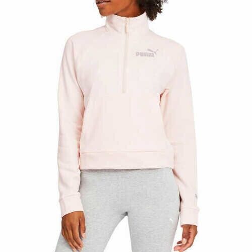 Puma Ladies' Half Zip Cropped Pullover W/ Front Pocket, PINK, M