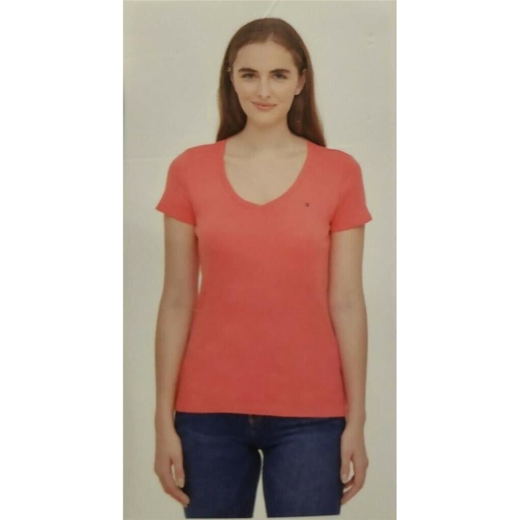 Tommy Hilfiger Ladies' V-Neck Tee Shirt, CORALIE, M