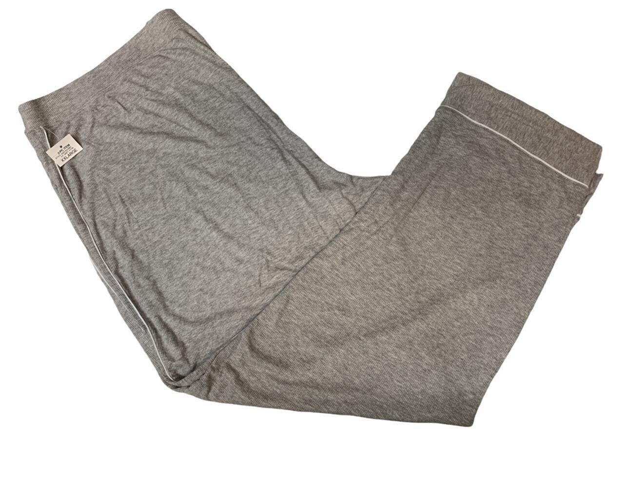 Alfani Women's Piping Trim Ribbed Pajama Pant, Grey Heather, XXL