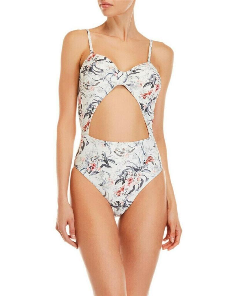 RACHEL Rachel Roy Women's Cut Out Knotted Front One Piece Swimsuit, WHITE, Large