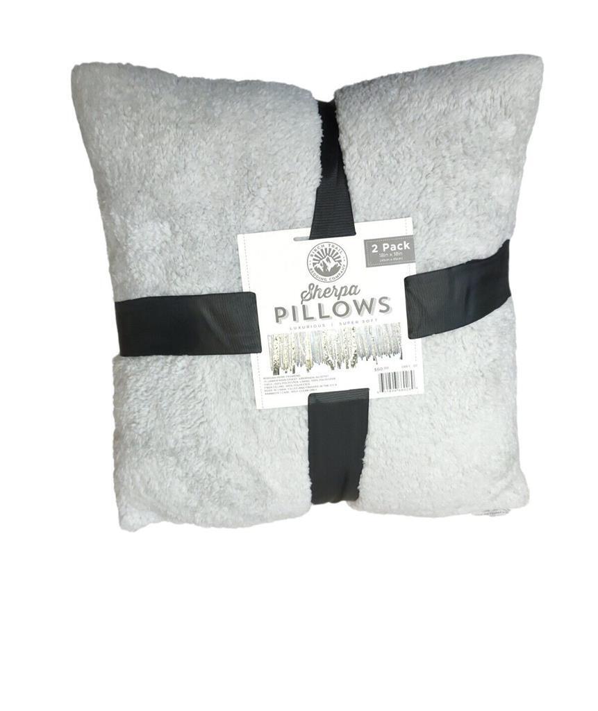 Morgan Home Set of 2 Sherpa Decorative Pillow, GREY, SIZE 18 x 18"