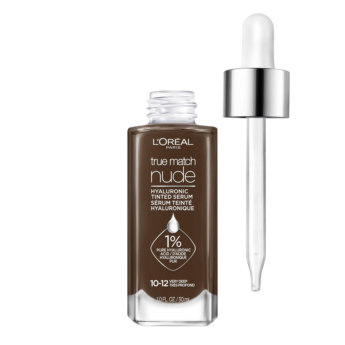 L'Oreal Paris True Match Nude Hyaluronic Tinted Serum Foundation with 1% Hyaluronic acid, Medium 4-5, 1 fl. oz.