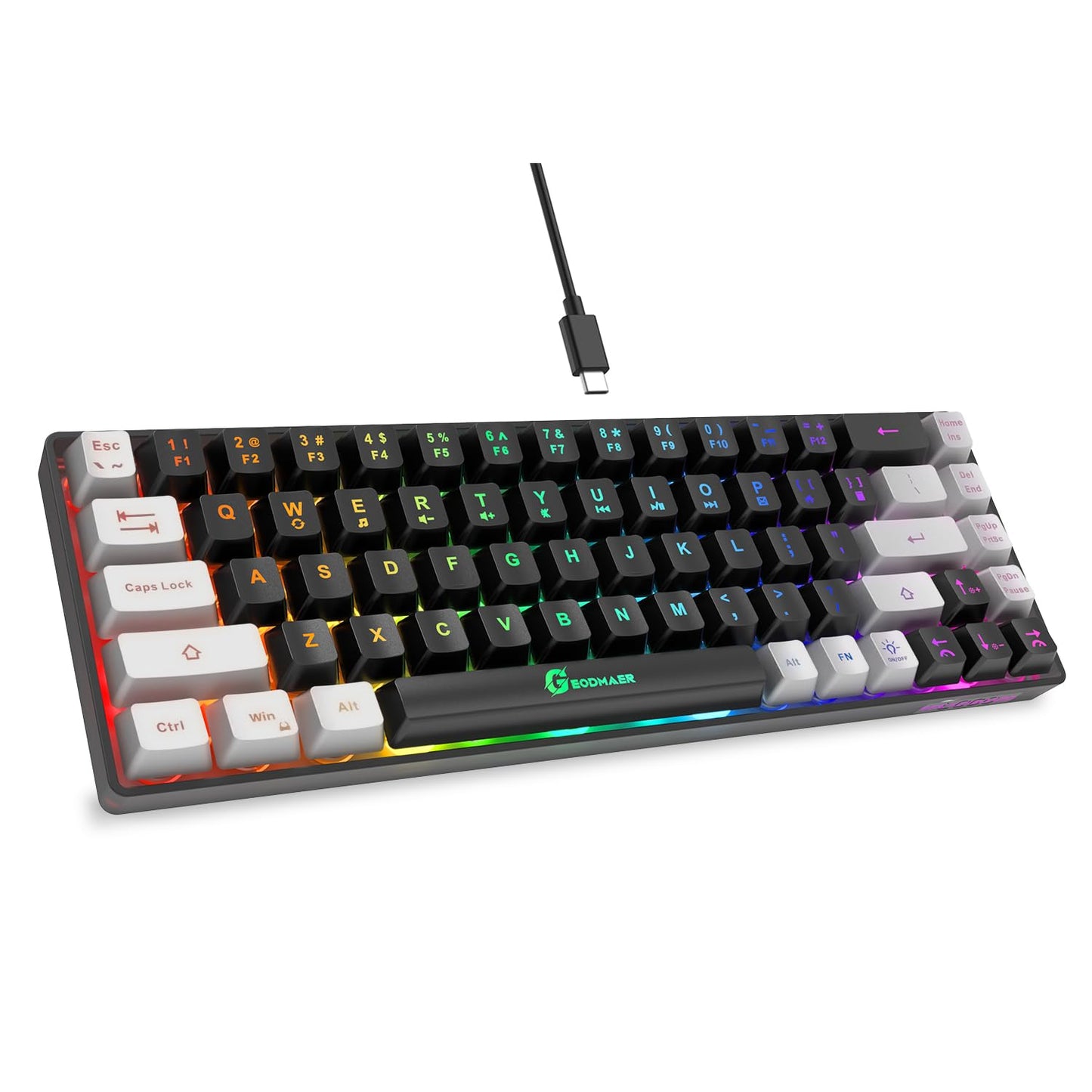 65% Gaming Keyboard, Wired Backlit Mini Keyboard, Ultra-Compact Anti-Ghosting No-Conflict 68 Keys Membrane Gaming Wired Keyboard for PC Laptop Windows Gamer
