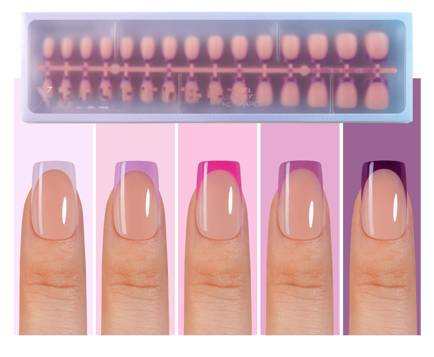 Misssix XBASICTIPS French Tip Press On Nails, 150 Pcs Short Square French Gel Nail Tips, Soft Gel Pre-shaped No File Need Fake Nails for Nail Art DIY Extension Designs, 15 Sizes