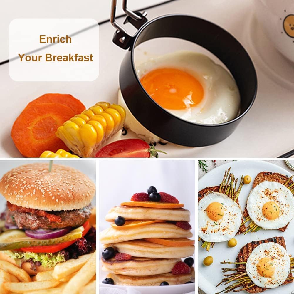 3.5 inch Egg Rings for Frying Eggs,4 Pack Non-Stick Egg Patty Maker, Pancake Mold for Indoor Camping Breakfast Sandwiches Egg Mcmuffins (4 pack, 3.5inch)