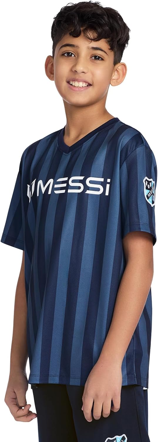 Boys' Lifestyle Short Sleeve Top, Loose-fit V-Neck Shirt with Logo, Comfortable