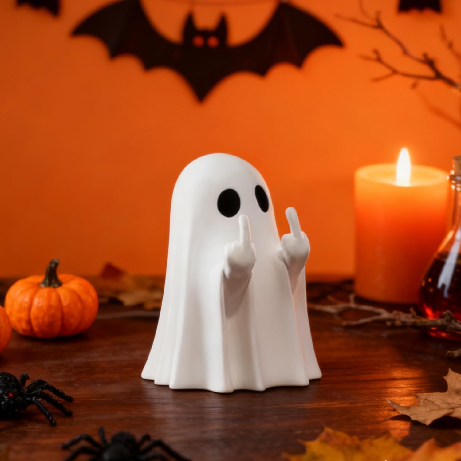 Halloween Ghost Figurine - Halloween Decor Indoor, Cute Finger Ghost Ornaments, Spooky Ghost Decorations, Funny Coffee Table Centerpieces, Home Office Decor