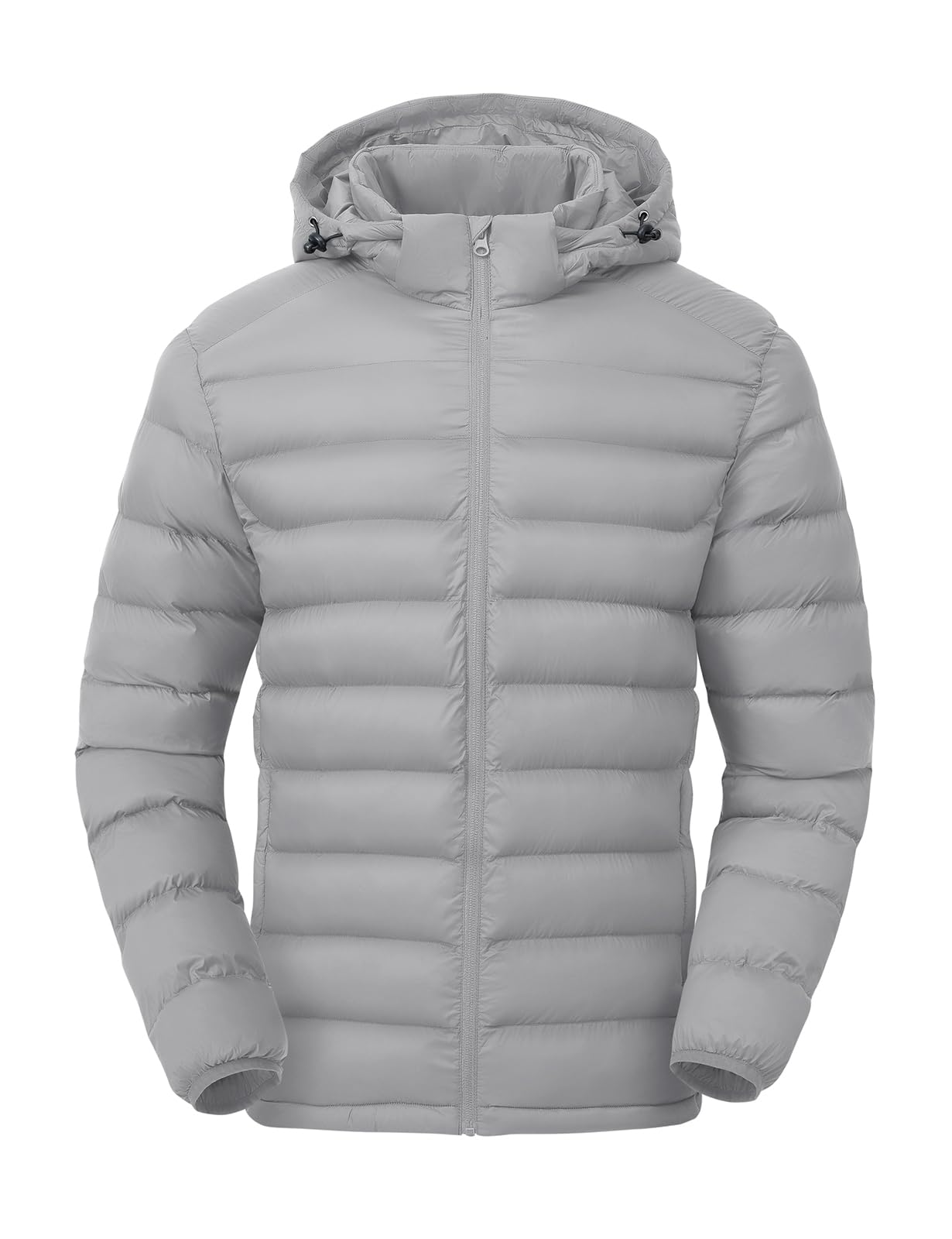 TBMPOY Men's Lightweight Puffer Jackets Detachable Hood Water-Resistant Casual Winter Coat Hooded Insulated for Travel Ski