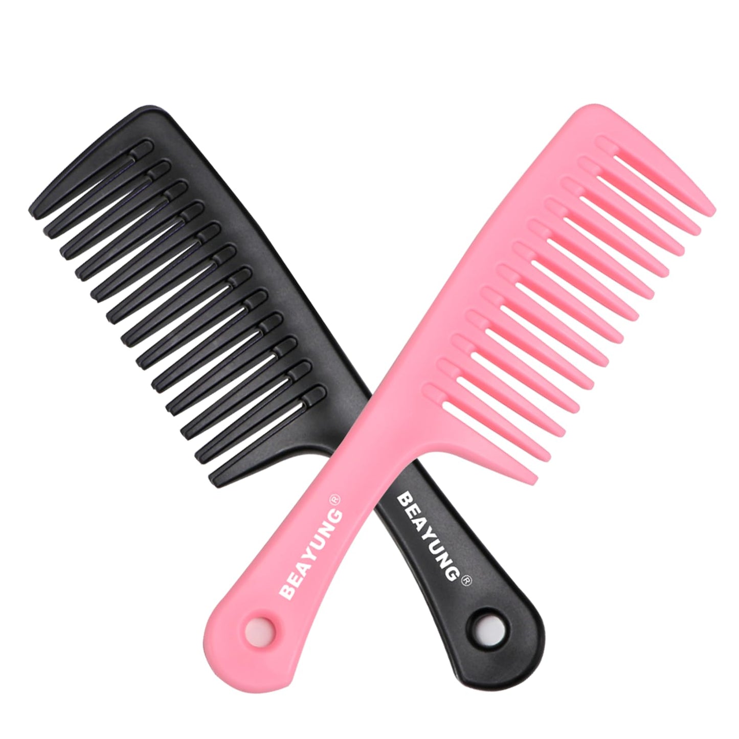 2PCS Large Wide Tooth Comb, Shower Combs, Hair comb for wet curly hair, Durable Hair Brush for Best Styling and Professional Hair Care(2Black)