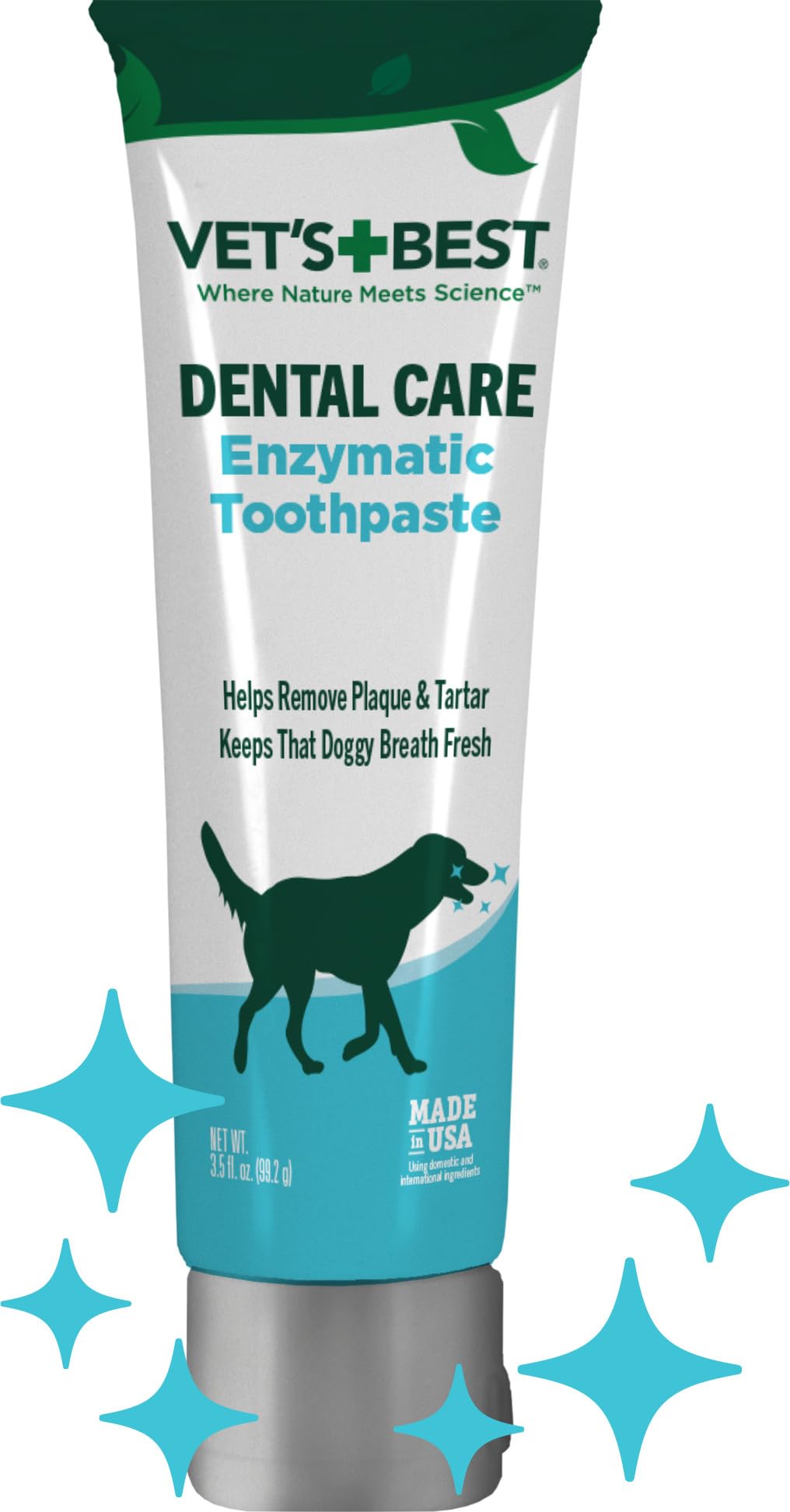 Vet's Best Dog Toothbrush & Enzymatic Toothpaste Kit - Teeth Cleaning - Made with Natural Ingredients - Reduces Plaque, Whitens Teeth, Freshens Breath - Bonus Care Guide & Finger Brush Included