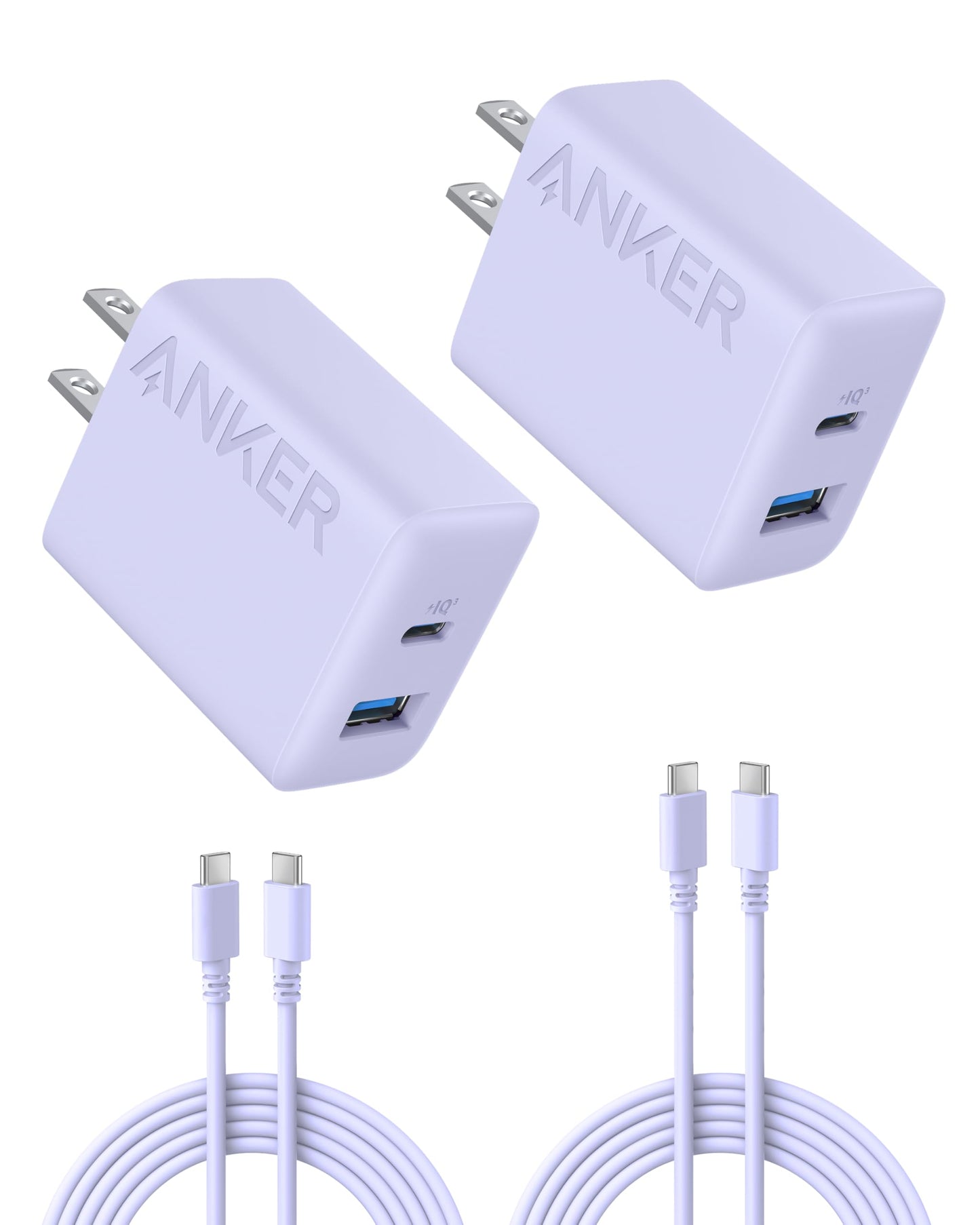 Anker iPhone 16 Charger, 2-Pack 20W Fast USB C Charger Block, for iPhone 16/16 Pro Max/15 Series/iPad Pro and More (Black, 2 Pack & 2 Cable)