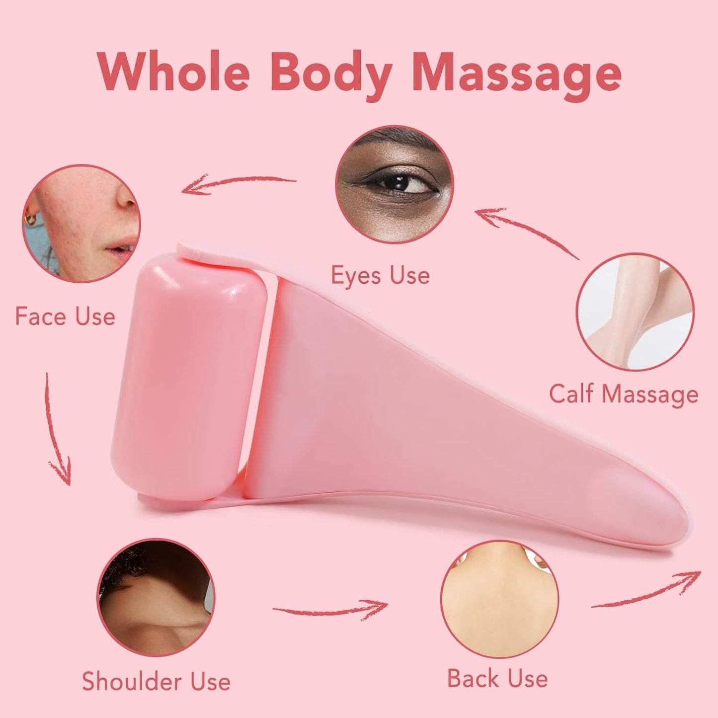 huefull Ice Roller for Face Women, Skin Care Set & Ice Face Roller,Self Care Gifts for Women,Reduces Puffiness and Wrinkle, Facial Massager Tool & Spa Pink Gifts