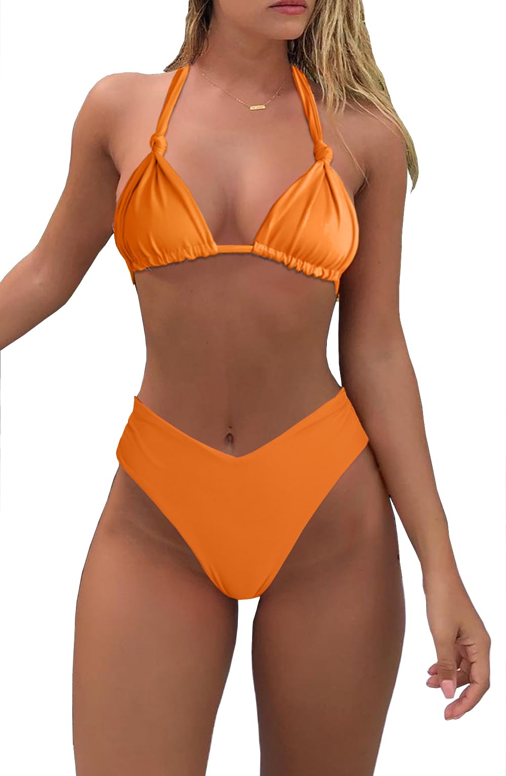 Bikini Sets for Women Sexy Halter Triangle String Bikini Cheeky V Cut High Waisted Thong Swimsuits 2 Piece