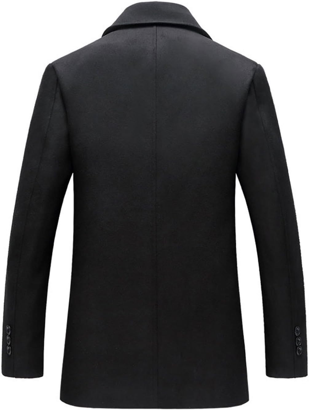 chouyatou Men's Classic Notched Collar Double Breasted Wool Blend Pea Coat